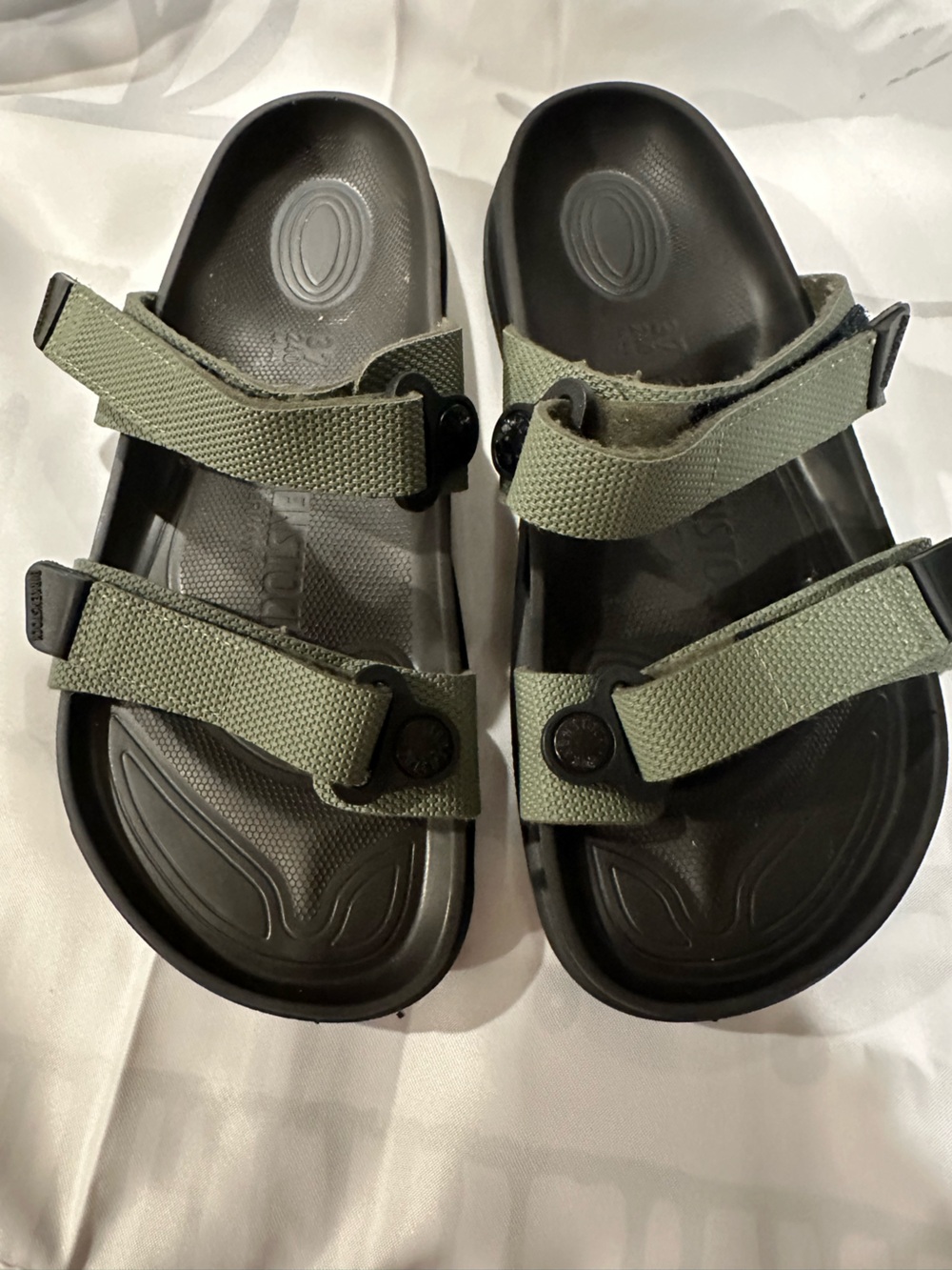 Birkenstock Sahara Olive Green and Black Adjustable Strap Sandals